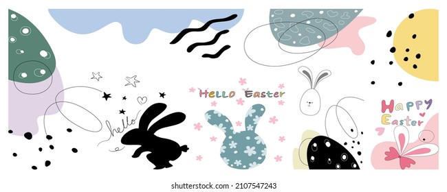 Easter Abstract Element Designed in pastel tones, doodle style can be adapted to a variety of applications such as cards, Easter decorations, backgrounds, web, fabric patterns, pillows, and more