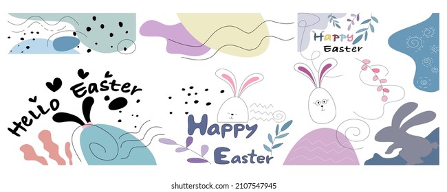Easter Abstract Element Designed in pastel tones, doodle style can be adapted to a variety of applications such as cards, Easter decorations, backgrounds, web, fabric patterns, pillows, and more