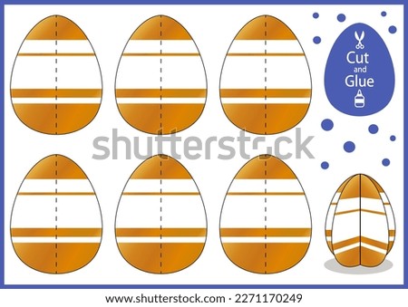 Easter activity craft game. Cut and glue paper 3d egg. Vector printable template holiday décor. DIY papercraft toys. Worksheet for children. 