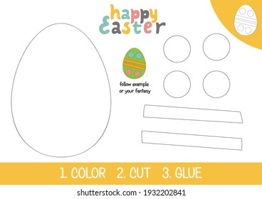 Easter activity for kids: color, cut and glue. Printable worksheet, coloring page.