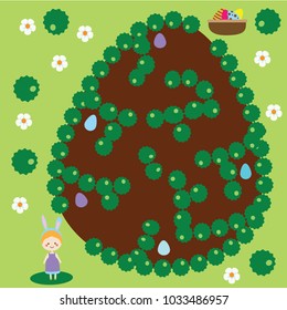 Easter activity. Maze game. Egg hunting labyrinth for toddlers and children