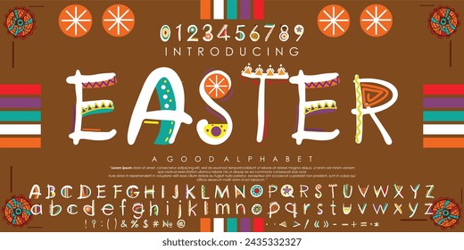 Easter AFERICAN culture font with the effect of Tribal African ethnic seamless pattern color best concept for Black History Month and Juneteenth Freedom or Emancipation day. vector illustration