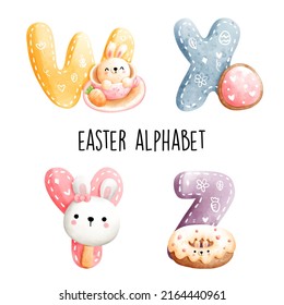 Easter alphabet,Happy Easter. Vector illustration