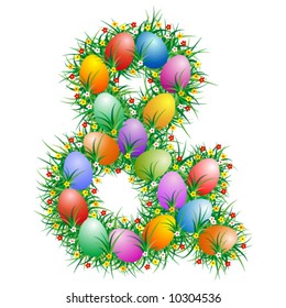 Easter ampersand with eggs hidden in the grass