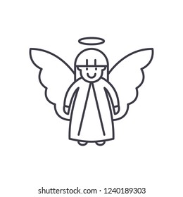 Easter angel line icon concept. Easter angel vector linear illustration, symbol, sign