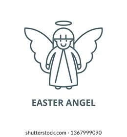 Easter angel line icon, vector. Easter angel outline sign, concept symbol, flat illustration