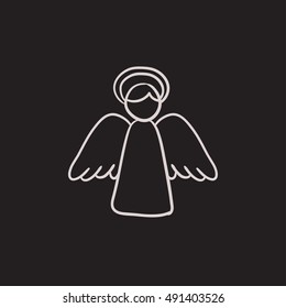 Easter angel vector sketch icon isolated on background. Hand drawn Easter angel icon. Easter angel sketch icon for infographic, website or app.