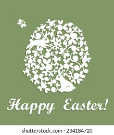 Easter applique with decorative egg and rabbit