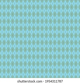 Easter Argyle plaid. Scottish pattern in green and blue rhombuses. Scottish cage. Traditional Scottish background of diamonds. Seamless fabric texture. Vector illustration