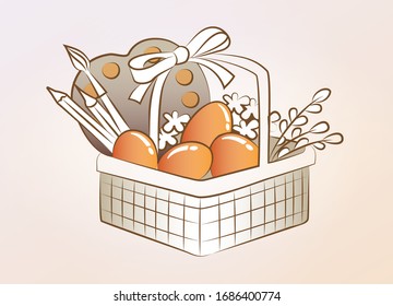 Easter Art Basket With Willow Branches