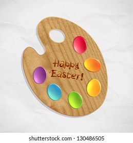 Easter art palette with colored egg-shaped paints    vector illustration EPS10.