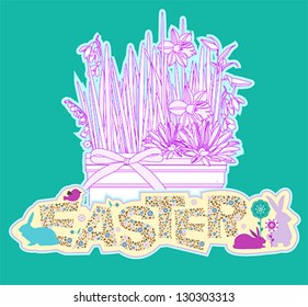 Easter Background. All elements and textures are individual objects. Vector illustration scale to any size.