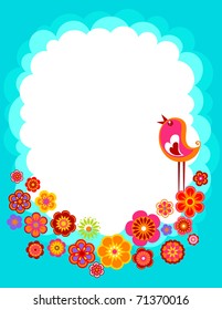Easter background with with a bird and flowers
