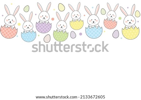 Easter background with bunnies and decorative eggs. Vector
