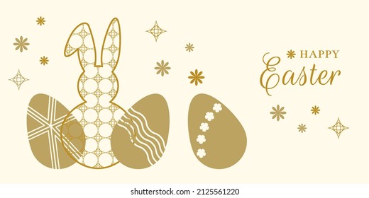 Easter background with bunnies and eggs. Vector illustration.