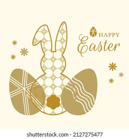 Easter background with bunnies and eggs. Vector illustration.