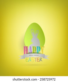 Easter Background With Bunny, Egg And Title Inscription 