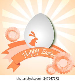 Easter background with easter bunny and flowers