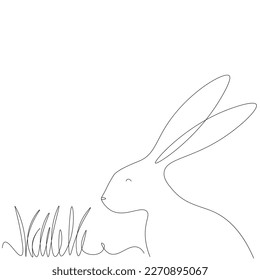 Easter background with bunny line drawing vector illustration