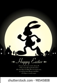 Easter Background with Bunny silhouette