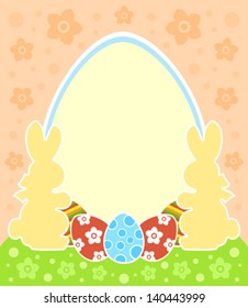 Easter background card with bunny and eggs