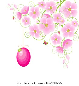 Easter background and cherry blossoms.