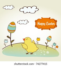 Easter background with chicken