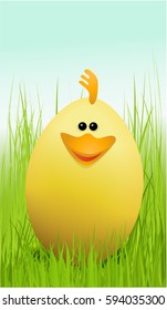 Easter background with chicken egg