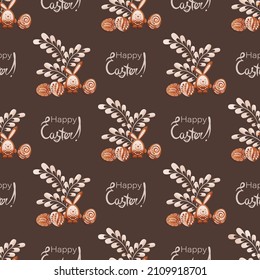 Easter background. Chocolate bunny. Happy easter. Dessert background with rabbit and easter eggs 
