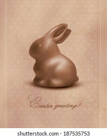 Easter background with a chocolate bunny. Vector.