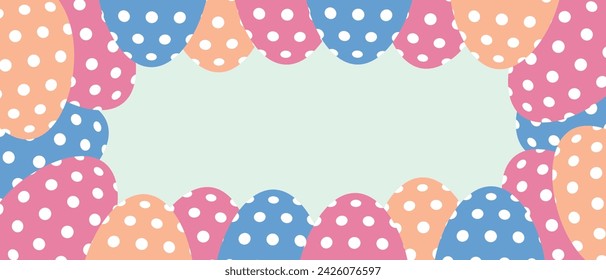 Easter background with Easter colored polka dot eggs. Vector.
