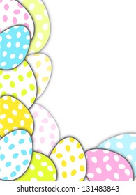 Easter background with colorful decorated eggs.