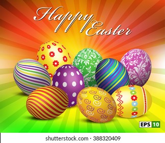 Easter background with colorful eggs