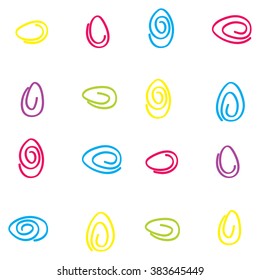 Easter background with colorful eggs. Seamless pattern for holiday's decoration, posters, greeting cards and web-use. White background. EPS10
