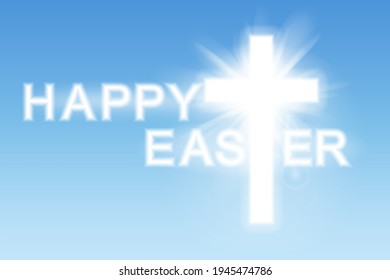 Easter background. Cross and heaven with white clouds. Vector illustration. Eps 10.