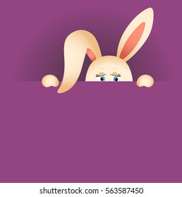 Easter background with cute bunny peeking out
