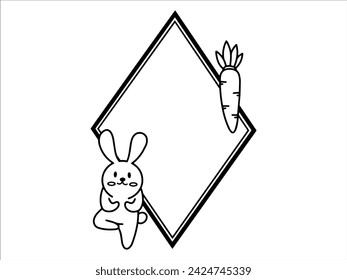 Easter Background with Cute Rabbit Frame