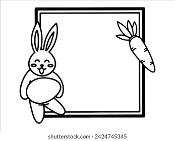 Easter Background with Cute Rabbit Frame