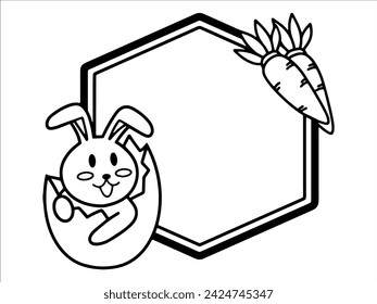 Easter Background with Cute Rabbit Frame
