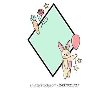 Easter Background with Cute Rabbit Frame