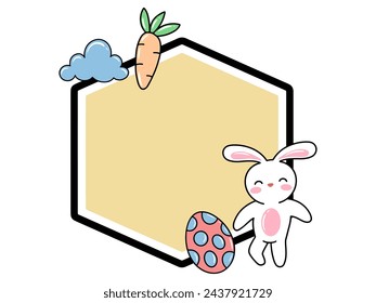 Easter Background with Cute Rabbit Frame