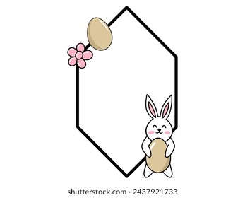 Easter Background with Cute Rabbit Frame