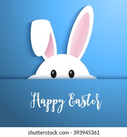 Easter background with cute rabbit peeping out