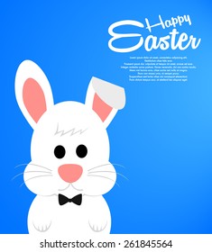 Easter background with cute white bunny