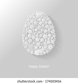 Easter background with decorated flower icon egg 