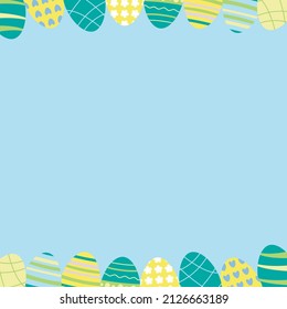 Fondo de Semana Santa con huevos de color decorativos. Cartel o afiche de la plantilla de vacaciones. Ilustración vectorial plana