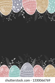 Easter background with decorative eggs. Vector