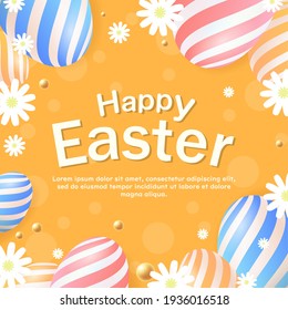 Easter background design with colorfully patterned eggs