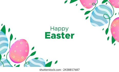 easter Background design with egg  and plant