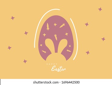 Easter background design illustration silhouette of a rabbit with carrots around it, Can be used for backdrop and many more.